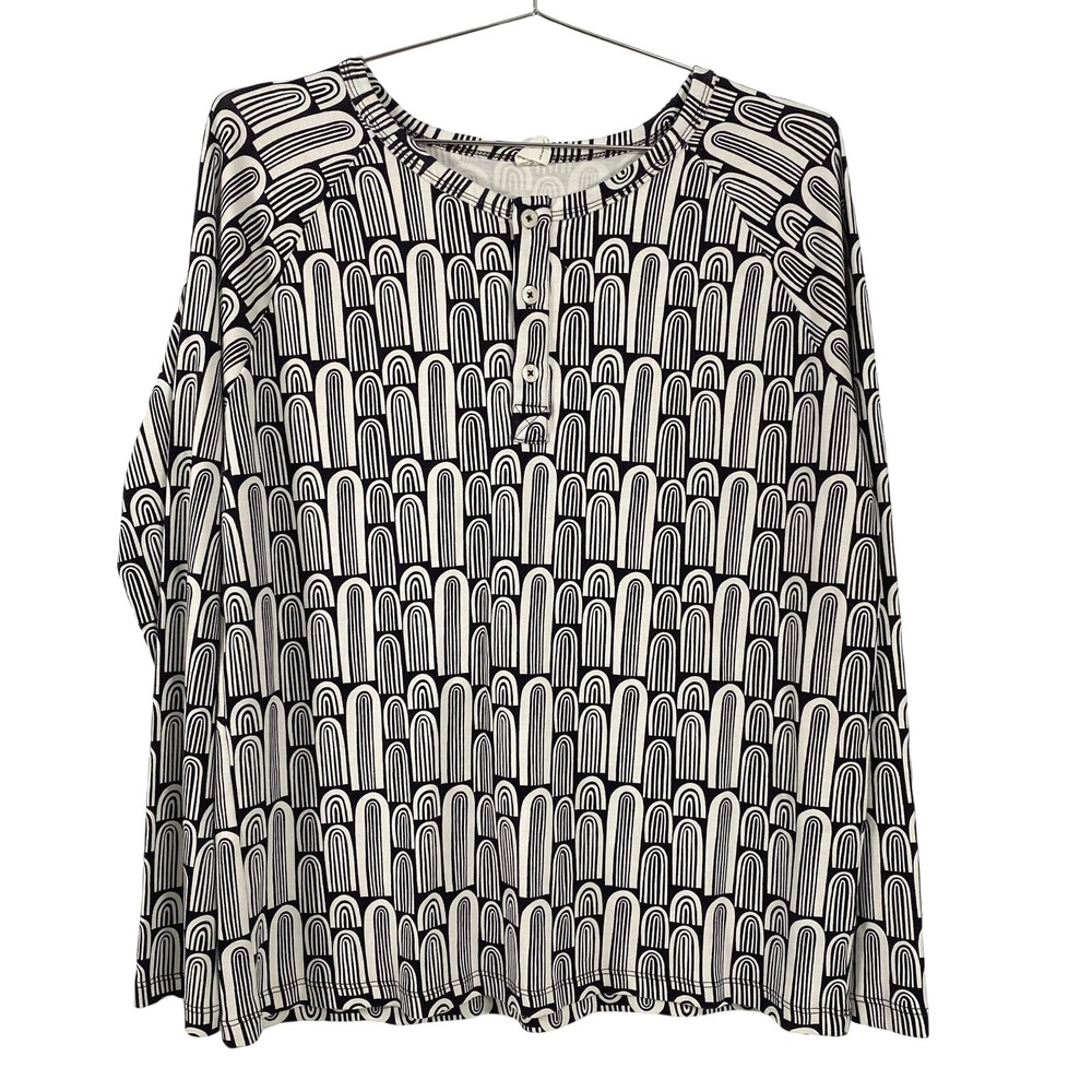 Kate‎ Quinn Shirt Womens Large Long Sleeve Geometric Top Organic Cotton